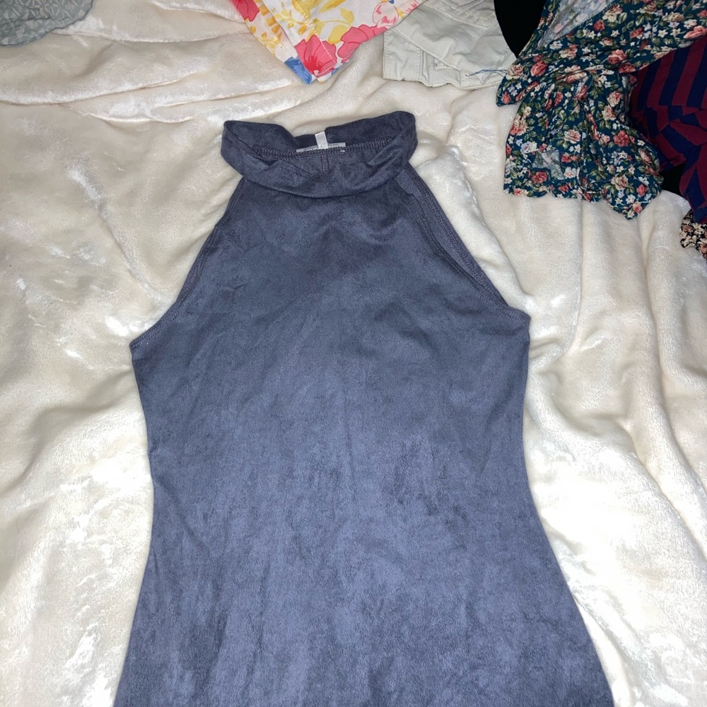 Suede tight sleeveless dress